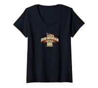 Donna Iron Mountain Road US 16A South Dakota Design Patriottico Maglietta con Collo a V