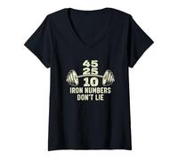 Donna Iron Numbers Don’t Lie Strength Training Motivation Maglietta con Collo a V