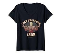 Donna Iron Sharpens Iron Proverbs 27 17 Maglietta con Collo a V