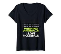 Donna Ironico Dinking Shot Hobby Pickleball Player Maglietta con Collo a V