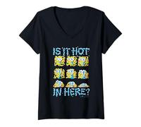 Donna Is It Hot in Here? Melting Spongebob Grid Funny Cartoon Maglietta con Collo a V