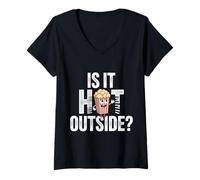 Donna Is It Hot Outside Snack Movie Popcorn Scherzo |- Maglietta con Collo a V