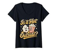 Donna Is It Hot Outside Snack Movie Popcorn Scherzo |- Maglietta con Collo a V