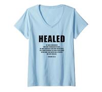 Donna Isaiah 53:5 Bible Verse Promise of Healing And Health Faith Maglietta con Collo a V
