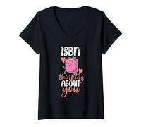 Donna ISBN Thinking About You Design per ragazze e donne Maglietta con Collo a V