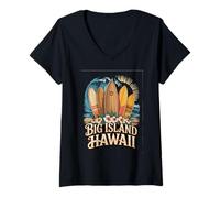 Donna Isola delle Hawaii Hawaii Grande Vintage Paradise Souvenir Maglietta con Collo a V