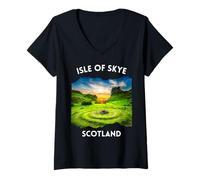 Donna Isola di Skye Scozia Souvenir Regno Unito Storico Regno Unito Maglietta con Collo a V