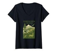 Donna Isola di Vancouver Vintage Maglietta con Collo a V