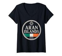 Donna Isole Aran Éire Travel City Irlanda Maglietta con Collo a V