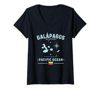 Donna Isole Galapagos Ecuador Oceano Pacifico Charles Darwin GPS Maglietta con Collo a V