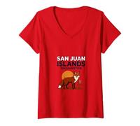 Donna Isole San Juan Washington Sunset Barca a Vela Maglietta con Collo a V