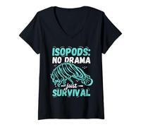 Donna Isopods No Drama Just Survival Funny Bug Maglietta con Collo a V