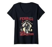 Donna Ispettore Domestico Fear The Home Inspector Maglietta con Collo a V