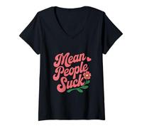 Donna Ispirato Floreale Mean People Citazioni Mean People Succhiare Significato Maglietta con Collo a V