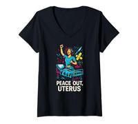 Donna Isterectomia Peace out Uterus Fun Womens Get Well Maglietta con Collo a V