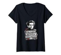 Donna istruitevi agitatevi organizzatevi gramsci Maglietta con Collo a V
