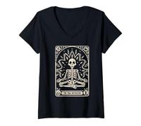 Donna Istruttore di Yoga The Yoga Instructor Tarot Card Maglietta con Collo a V
