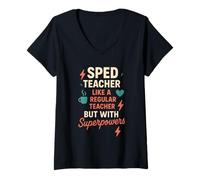 Donna Istruzione Speciale Ed Inclusive SPED Teacher IEP Team Maglietta con Collo a V