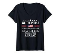 Donna It Doesn't Need to Be Rewritten Flag Constitution We People Maglietta con Collo a V
