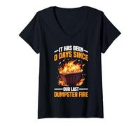 Donna It Has Been 0 Days Since Our Last Dumpster Fire Maglietta con Collo a V