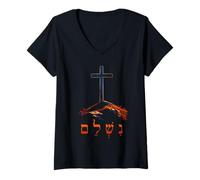 Donna It is Finished - Hebrew Cross of Jesus Passover Easter Maglietta con Collo a V