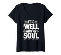 Donna It Is Well with My Soul Maglietta con Collo a V