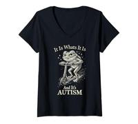 Donna It is What It is And It's Autism Funny Autism Maglietta con Collo a V