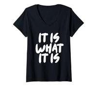 Donna it is what it is Maglietta con Collo a V