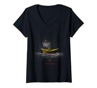 Donna It Movie 2025 Pennywise Enigmatic Paper Boat Maglietta con Collo a V