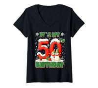 Donna It’s My 50th Birthday Christmas Snowman 50 Year Old Xmas Maglietta con Collo a V