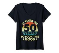 Donna It Took Me 50 Years To Look This Good Funny Birthday Maglietta con Collo a V