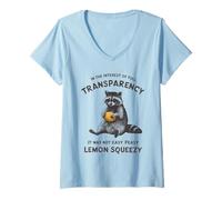 Donna It Was Not Easy Peasy Lemon Squeezy Funny Raccoon Uomini Donne Maglietta con Collo a V