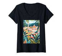 Donna Italia Firenze Illustrazione Maglietta con Collo a V