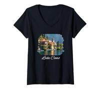 Donna Italia Lake Como Maglietta con Collo a V