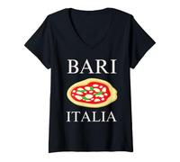 Donna Italia Pizza Bari Maglietta con Collo a V