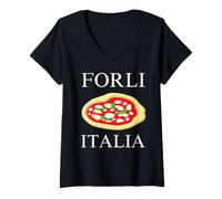 Donna Italia Pizza Forlì Maglietta con Collo a V