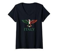 Donna Italia Pride Bandiera Italia Aquila Maglietta con Collo a V