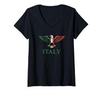Donna Italia Pride Bandiera Italia Aquila Maglietta con Collo a V