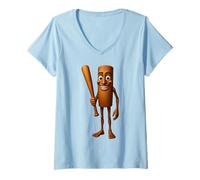 Donna Italian Brain Red AI Generated Character Tung Tung Sahur Maglietta con Collo a V