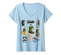 Donna Italian Brainrot AI-Generated Characters Maglietta con Collo a V