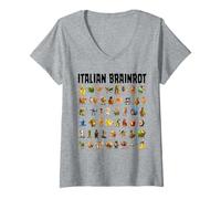 Donna Italian Brainrot Gen-Z Meme Funny Brain Rot Tutti i Personaggi Maglietta con Collo a V