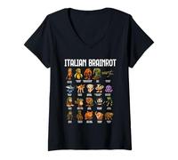 Donna Italian Brainrot Italian Brainrot Funny Memes Boys Maglietta con Collo a V
