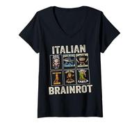 Donna Italian Brainrot Maglietta con Collo a V