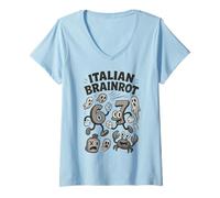 Donna Italian Brainrot Meme 67 Six Seven 6 7 Gen Alpha Kids Maglietta con Collo a V
