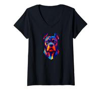 Donna Italian-Cane-Corso Dog Cani Razza di Cane Pop-Art Cani Maglietta con Collo a V