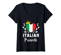 Donna Italian Princess Italy Flag Proud Italian Girl Maglietta con Collo a V