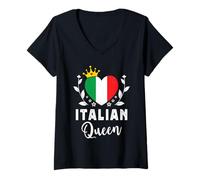Donna Italian Queen Italy Flag Proud Italian Woman Maglietta con Collo a V