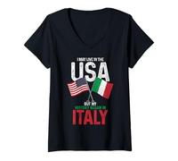 Donna Italiano Americano La Mia Storia Iniziata In Italia Orgoglio Vintage Maglietta con Collo a V