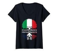Donna Italiano coltivato con radici francesi Maglietta con Collo a V