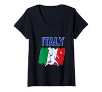 Donna Italiano Hitter Italia Vintage Athletic Baseball Grafica Maglietta con Collo a V